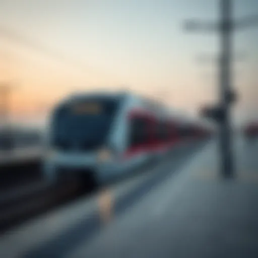 Metro train at a station in Dubai