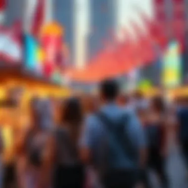 Tourism Flourishing During National Celebrations Tourists enjoying festivities in a vibrant city setting