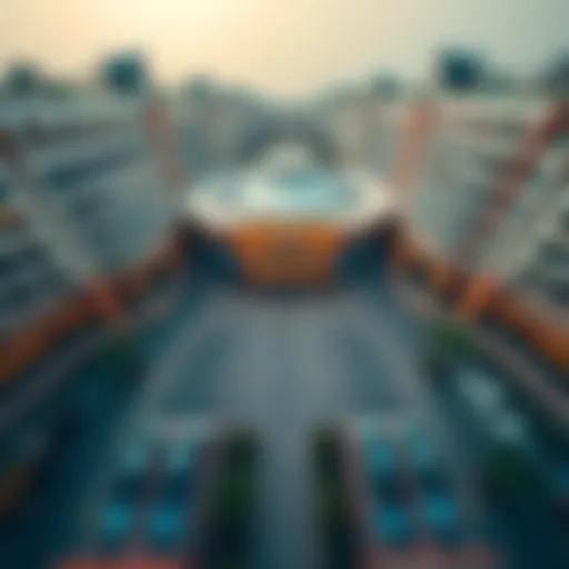 Aerial view of Dubai Mall parking layout