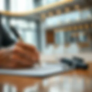 Close-up of a contract being signed for a commercial property