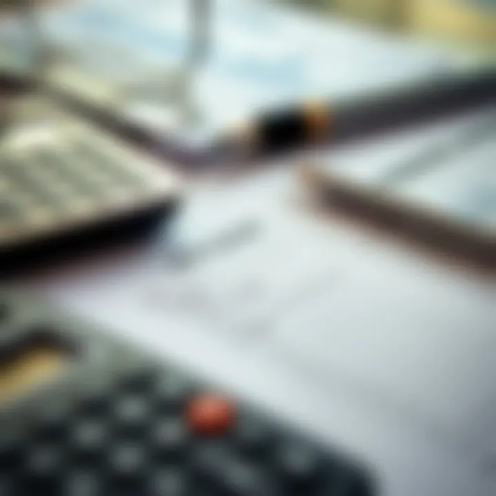 Close-up of a financial document with a mortgage calculator