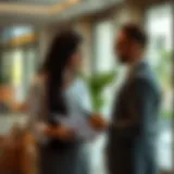 Damac agent discussing property details with clients