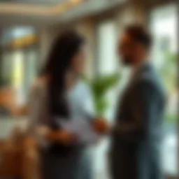 Damac agent discussing property details with clients