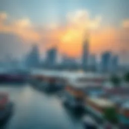 A panoramic view of Dubai Creek Harbour showcasing the skyline