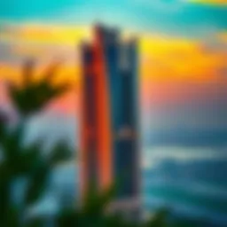 Stunning view of the Noble Tower at sunset