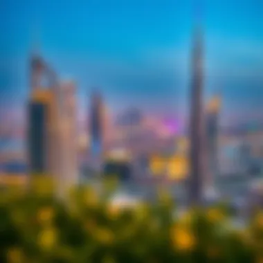 Panoramic view of Dubai skyline from Omniyat Dorchester's terrace