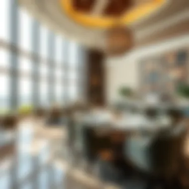 Elegant dining area in Omniyat Dorchester emphasizing high-end amenities