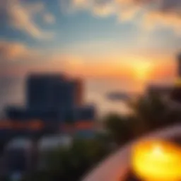 Majestic view of Palm Jumeirah Oceana Residence at sunset