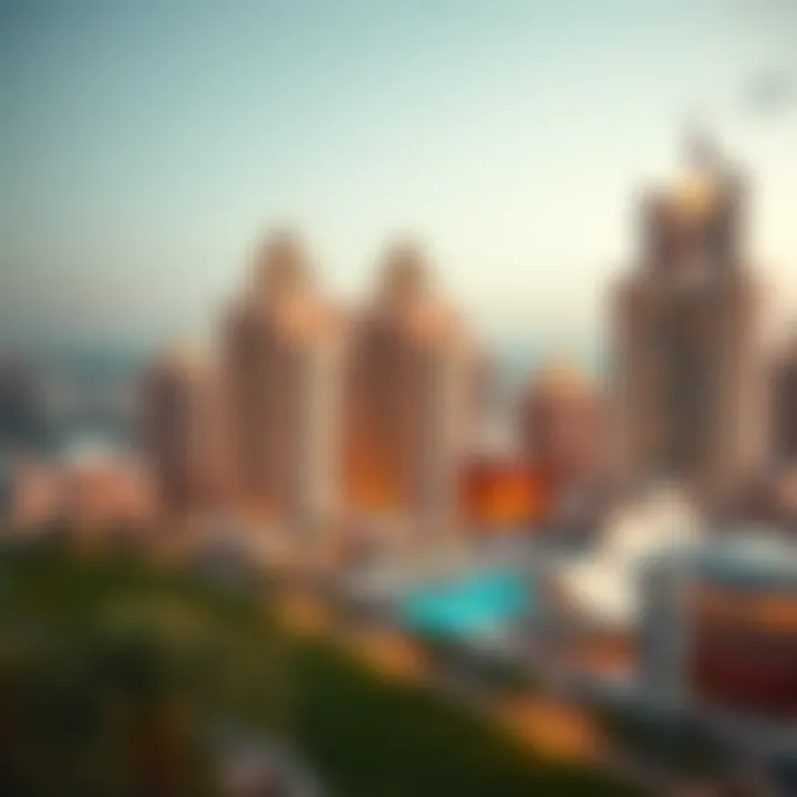 Panoramic view of Paramount Towers showcasing its unique architectural design