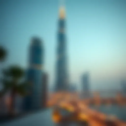 Prism Tower Against Dubai Skyline Stunning view of the Prism Tower against the Dubai skyline