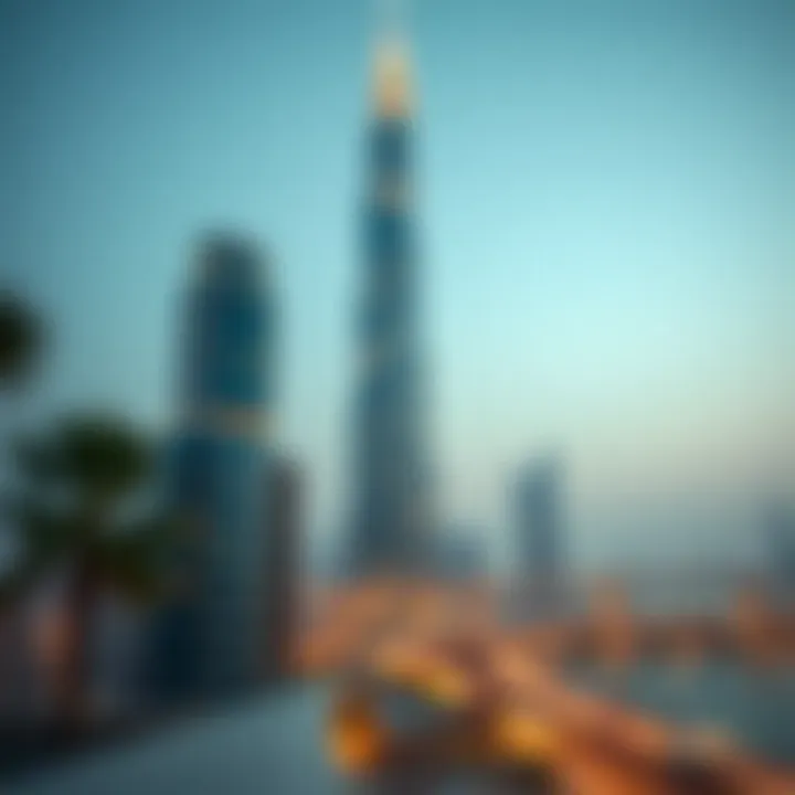 Prism Tower Against Dubai Skyline Stunning view of the Prism Tower against the Dubai skyline