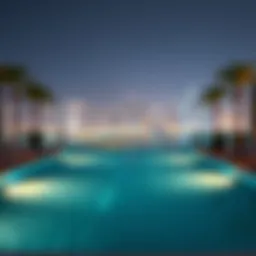 Luxurious private pool overlooking the Dubai skyline