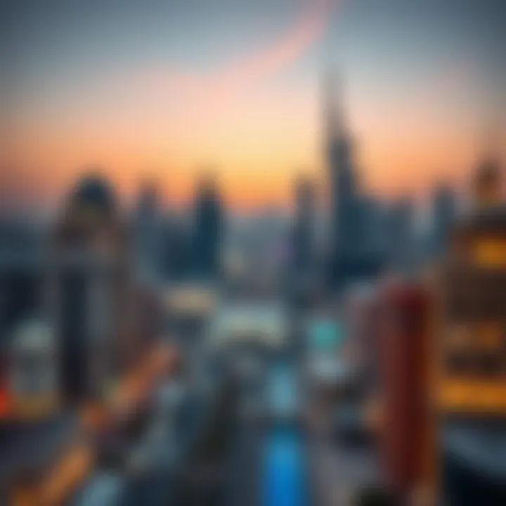 Overview of Dubai skyline during a holiday