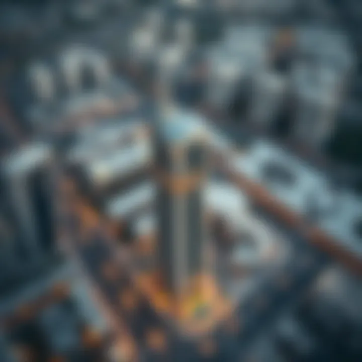 Aerial Perspective of Salam Tower Du Aerial view of Salam Tower Du surrounded by the bustling real estate market