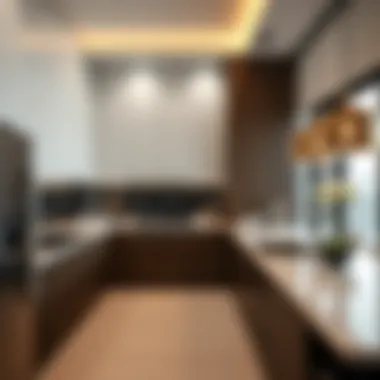 Modern kitchen interior in Shoba Hartland Apartments