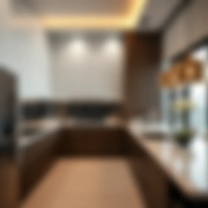 Modern kitchen interior in Shoba Hartland Apartments