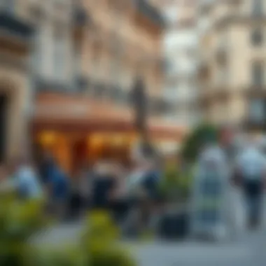 The Pulse of City Life in Outdoor Cafés Lively outdoor café scene in a bustling city square