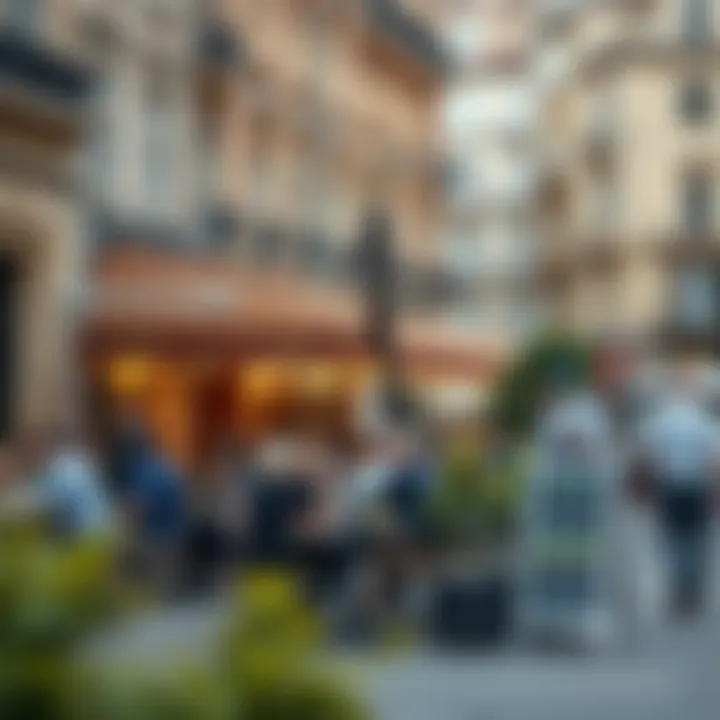 The Pulse of City Life in Outdoor Cafés Lively outdoor café scene in a bustling city square