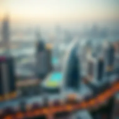 Exclusive Dubai Skyline Aerial view of exclusive Dubai skyline featuring elite properties