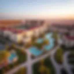 Aerial view of The Oasis Dubai showcasing its lush landscape and architectural design