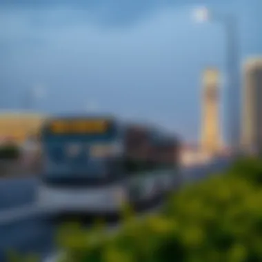 Map highlighting bus routes from Dubai to Abu Dhabi Airport