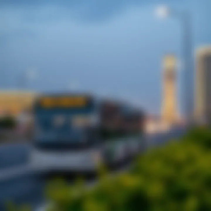 Map highlighting bus routes from Dubai to Abu Dhabi Airport