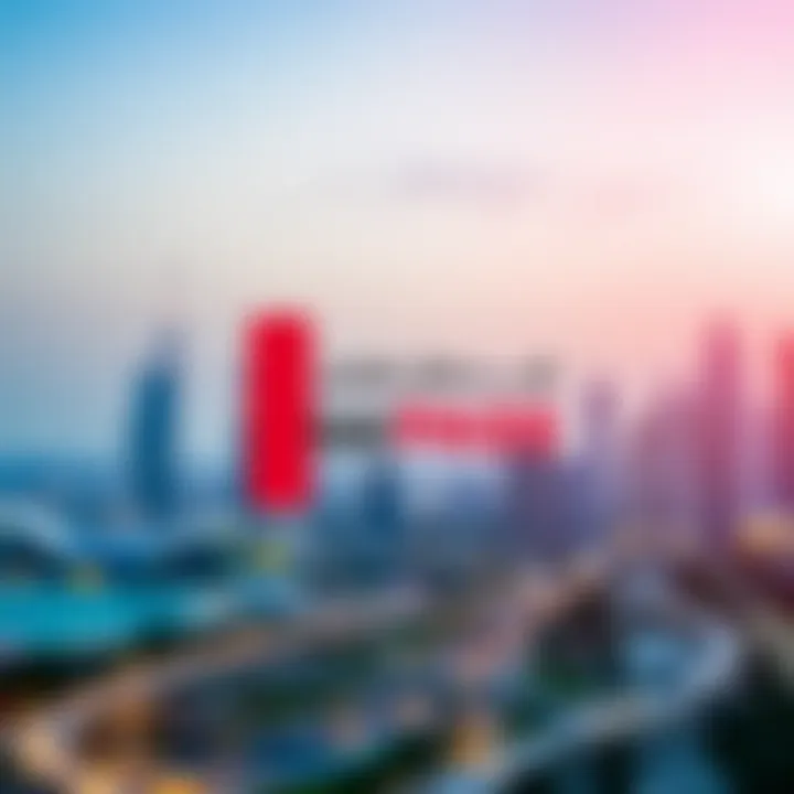 UAE Pass and Dubai Skyline Illustration of the UAE Pass logo with a backdrop of Dubai's skyline