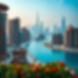 Blue Bay Properties with Dubai Skyline Stunning view of Blue Bay properties against the Dubai skyline