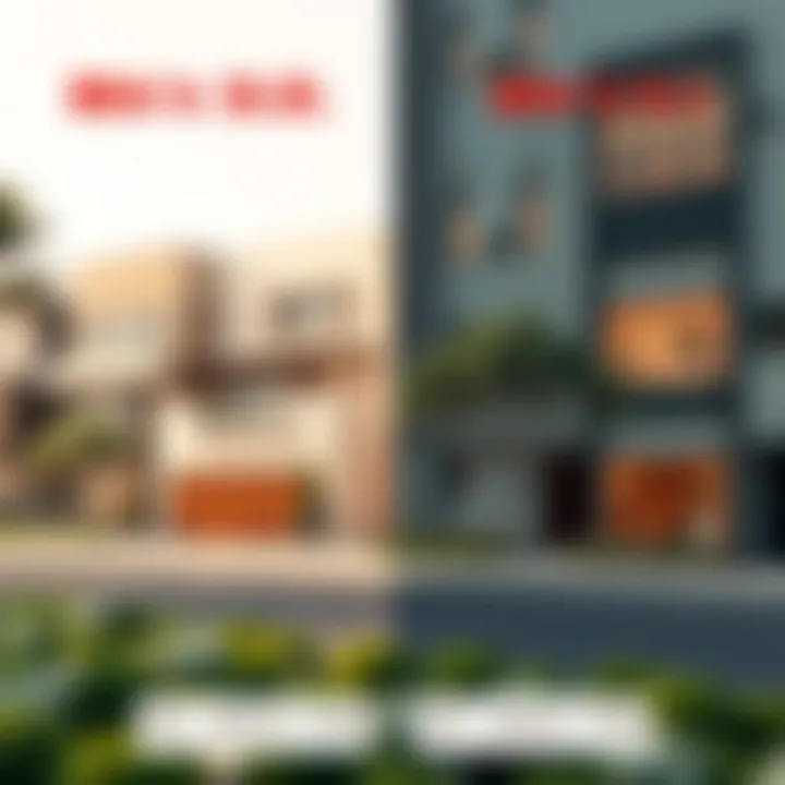 Comparison of Properties with Different BUA in Dubai Visual comparison of properties with varying Built-Up Areas in Dubai