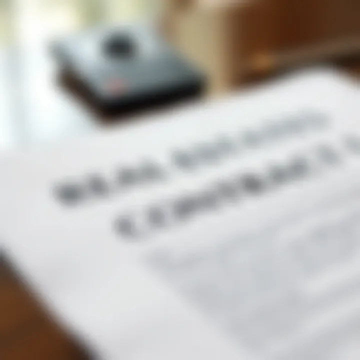 Close-up of real estate contract and financial documents