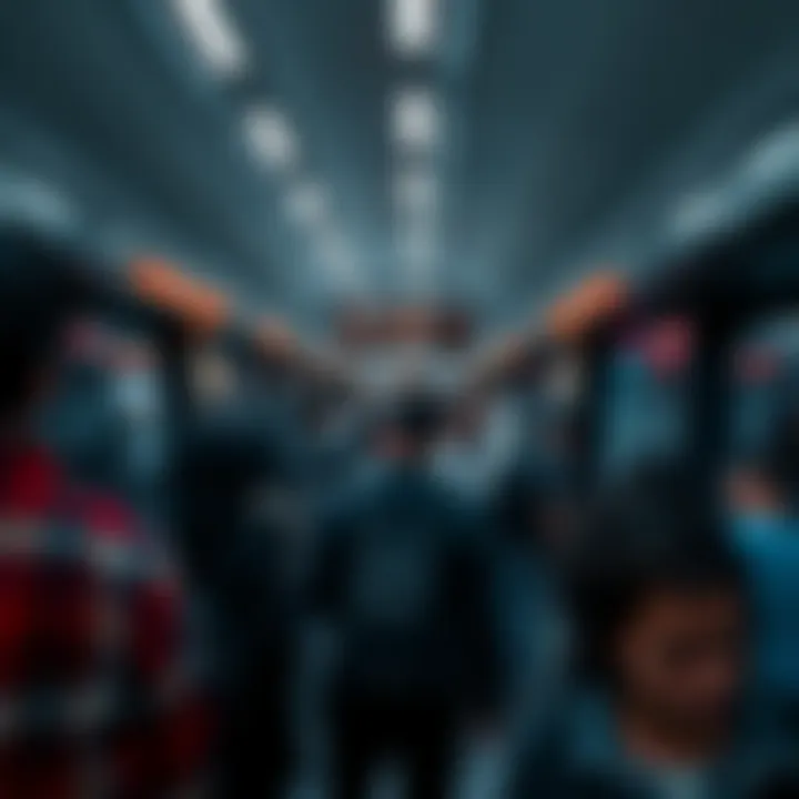Dubai metro station with commuters waiting