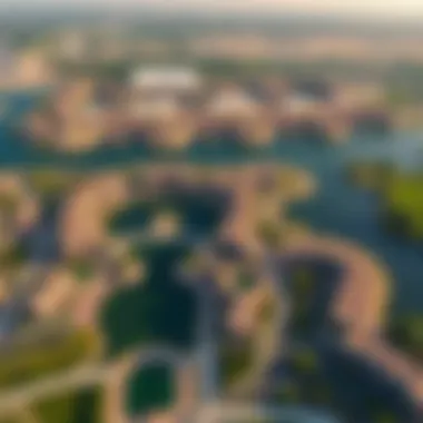 Aerial view of Emirates Hills highlighting its lush landscapes and lakes