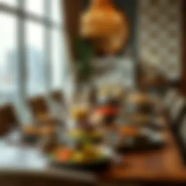 A beautifully set iftar table with traditional dishes