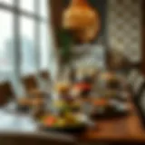 Traditional Iftar Table Setting A beautifully set iftar table with traditional dishes