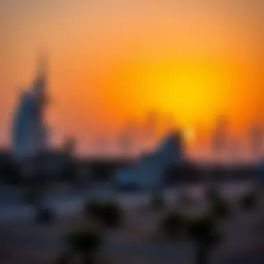 A scenic view of the UAE skyline at sunset