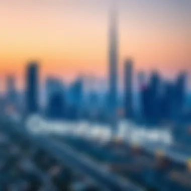 Dubai Skyline and Overstay Fines Dubai skyline with fine print overlay