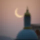 Crescent Moon and Ramadan Beginnings Crescent moon signifying the start of Ramadan