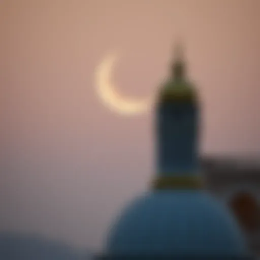 Crescent Moon and Ramadan Beginnings Crescent moon signifying the start of Ramadan