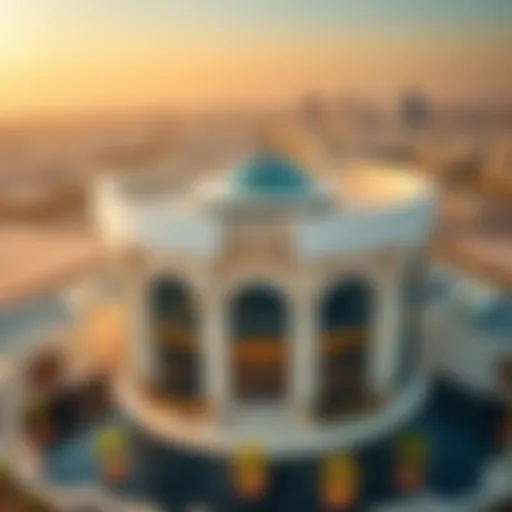 Aerial view of the Omniyat Sales Office showcasing modern architecture