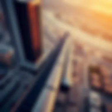 Aerial view of Dubai Metro lines