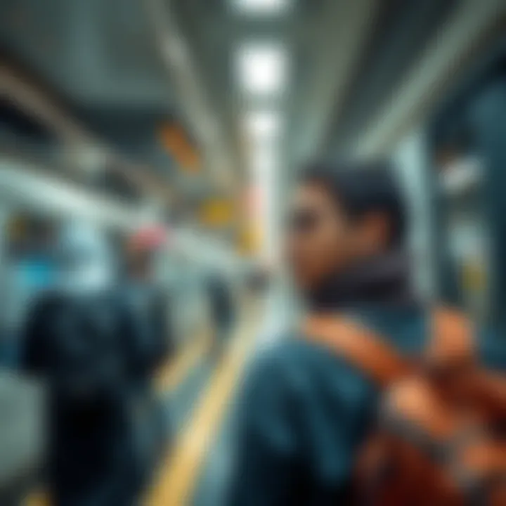 Commuters using Dubai Metro