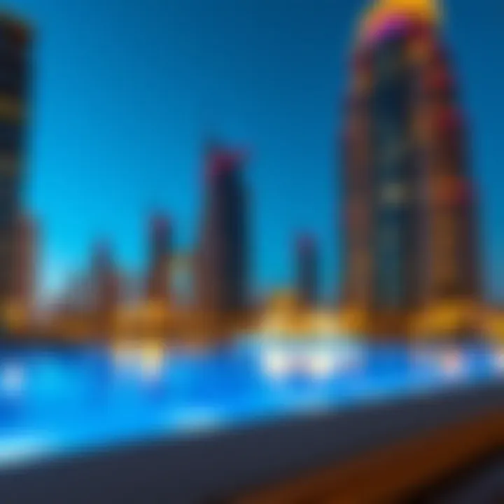 Luxury in Dubai's Skyline A luxurious high-rise building in Dubai, reflecting the opulence inspired by mythical realms.