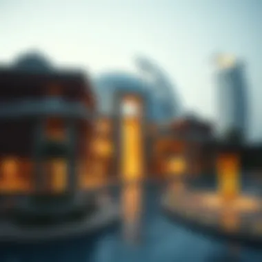 Myth Meets Modern Real Estate A conceptual image of real estate investments in Dubai, merging ancient myths with modern architecture.