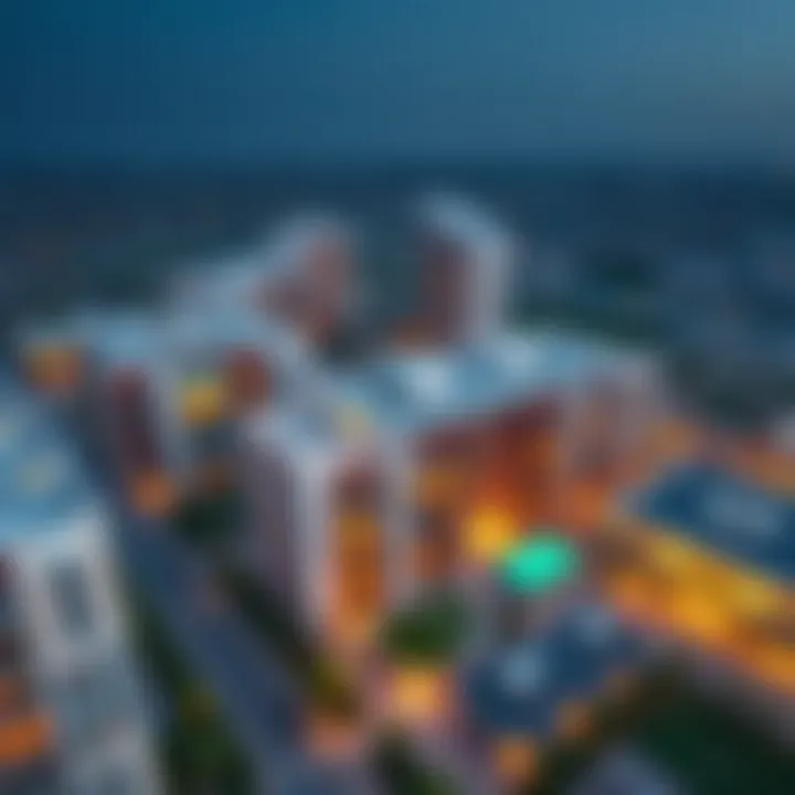 Aerial view of Viridis Damac showcasing its modern architecture