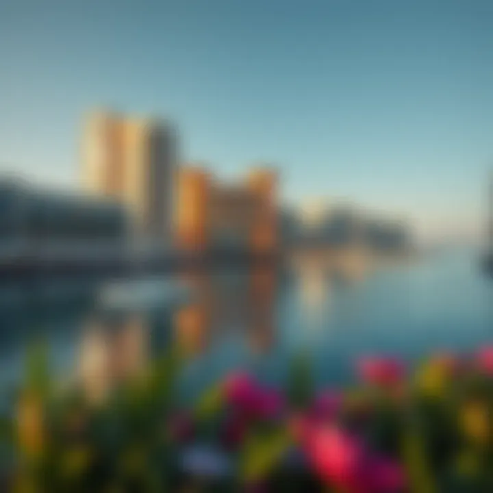 Vibrant marina area on Yas Island