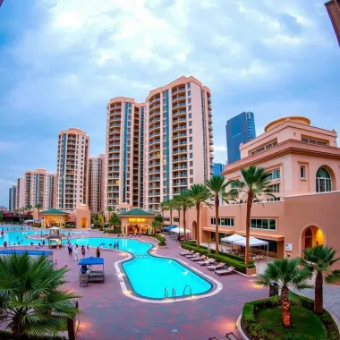 Aerial view showcasing Dubai's skyline and modern residential developments